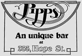 Pipps bar 335 Hope Street 1979 advert